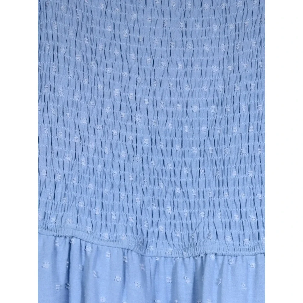 Womens Maxi Dress Blue Smocked Puff Sleeves Tiered Dress Cottagecore S NWT - Picture 4 of 16